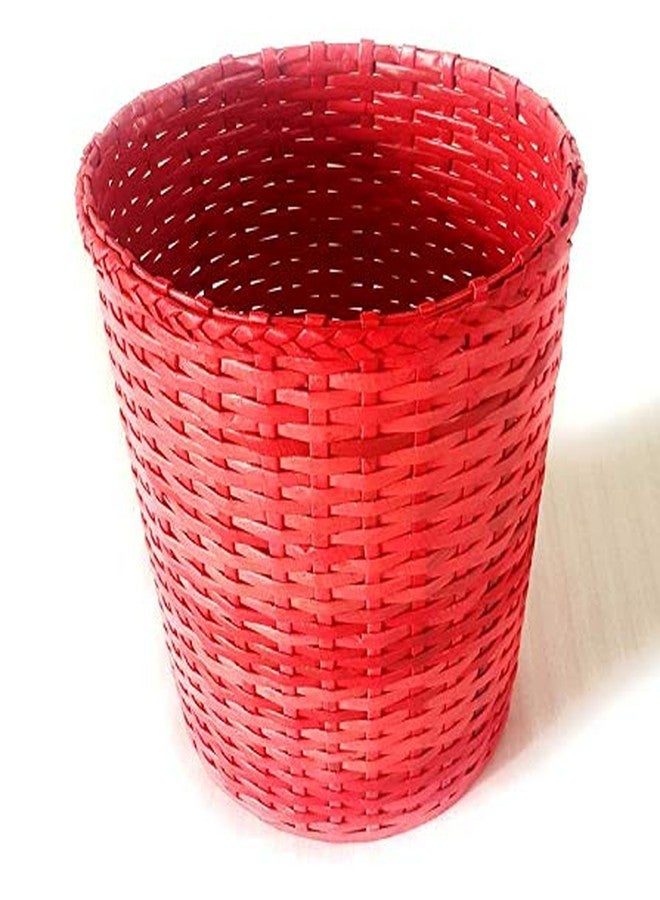 Sonas Creation Paperus, Red, Open-top Dustbin, Waste Basket, Paper Bin, Trash Can, Vase, Storage Basket, Standard Size 10 Liter, 11 inch Tall Eco-Friendly, Handmade of Paper Ropes - Image 4